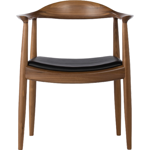 DINING CHAIR CH7252B-Ash Wood Stained in Walnut + Black Leather