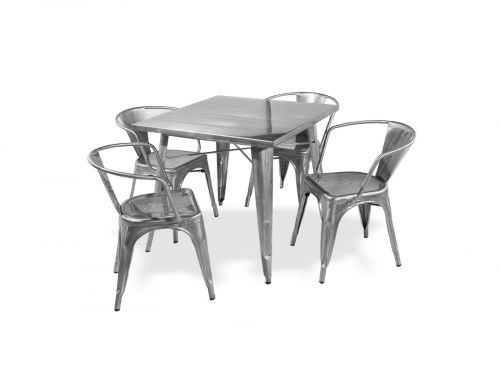 KITCHEN DINING TABLE-Brushed Galvanized 