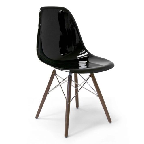 DINING CHAIR CH6137 BLACK GLOSS WITH WALNUT LEGS STAINLESS STEEL AVAILABILITY: 5 UNITS