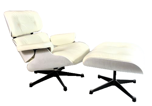 LOUNGE CHAIR WITH OTTOMAN CH4068A/D White + White leather