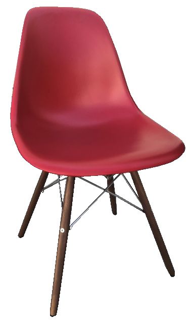 DINING CHAIR CH6137 DARK RED MATT WITH WALNUT LEGS STAINLESS STEEL AVAILABILITY 4 UNITS 