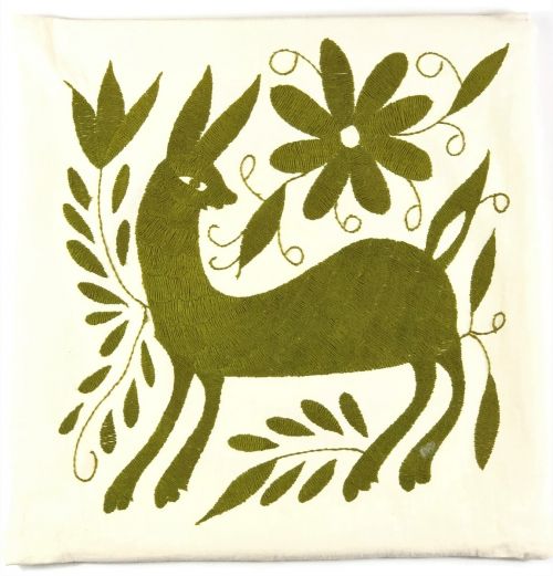 MEXICAN CUSHION OLIVE GREEN 4