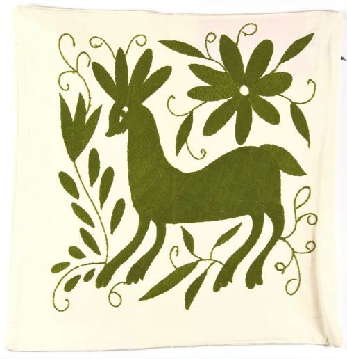 MEXICAN CUSHION OLIVE GREEN 2