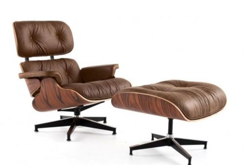 LOUNGE CHAIR WITH OTTOMAN CH4068A/D- BROWN LEATHER