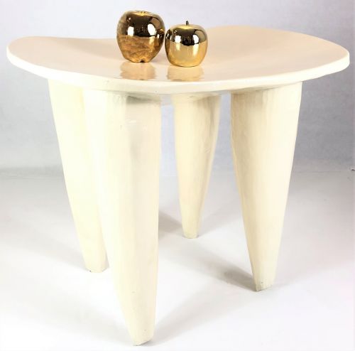 SENUFO STOOL TABLE-White XXL