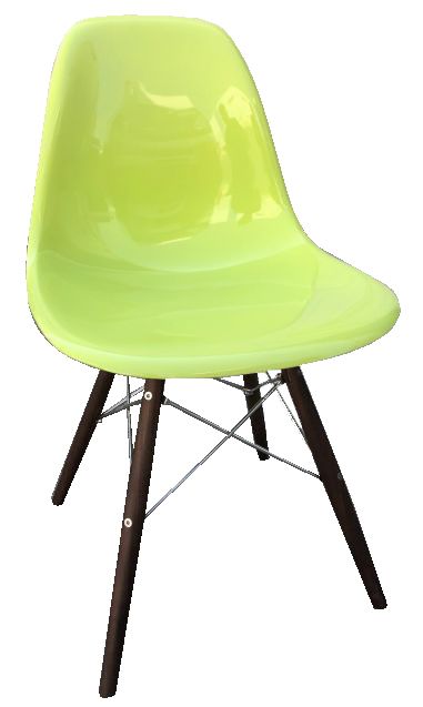 DINING CHAIR CH6137 SPRING GREEN GLOSS WITH WALNUT LEGS STAINLESS STEEL AVAILABILITY: 2 UNITS