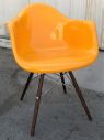 DINING CHAIR CH7191 YELLOW GLOSS WITH WALNUT LEGS STAINLESS STEEL