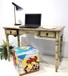 CHINESE DESK-Cream - Elm Wood with Antique Paint Finish