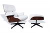 LOUNGE CHAIR WITH OTTOMAN CH4068A/D-White Leather