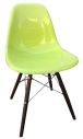 DINING CHAIR CH6137 SPRING GREEN GLOSS WITH WALNUT LEGS STAINLESS STEEL