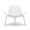 LOUNGE CHAIR CH9103-WHITE LEATHER + PAINTED WHITE OAK